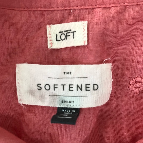LOFT Softened Pink Detailed Button Down Blouse - Picture 4 of 6
